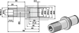 Väderstad aksel M30x2 gjenger